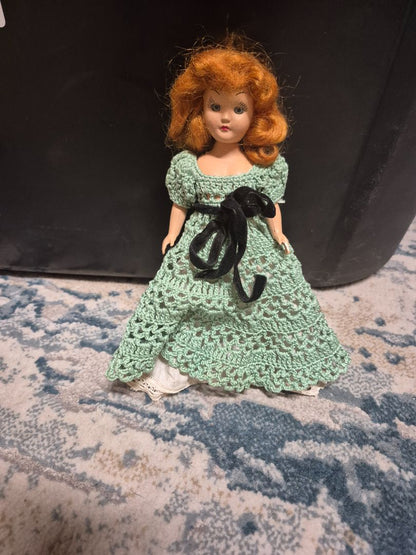 Green Crochet Dress Vintage Plastic Sleepy Eye Doll