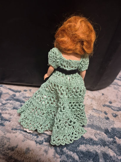 Green Crochet Dress Vintage Plastic Sleepy Eye Doll