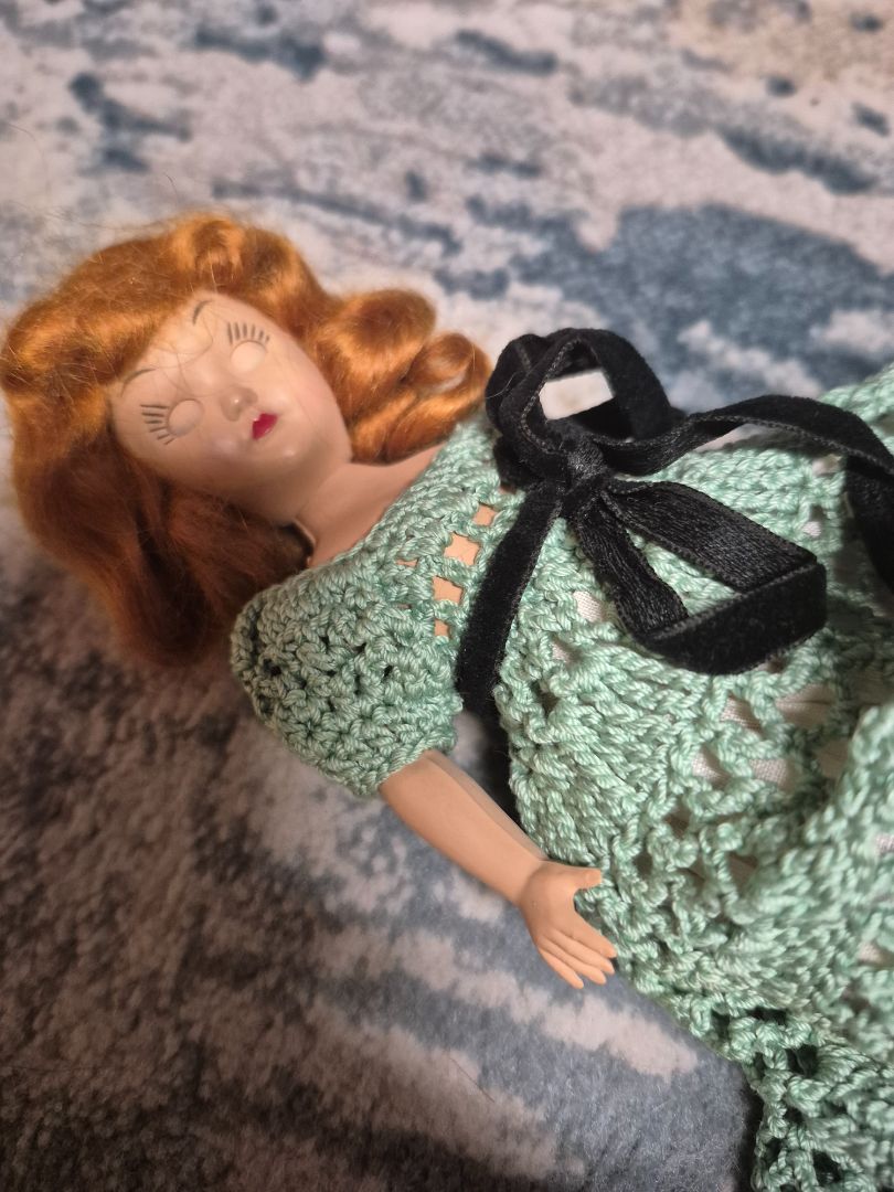 Green Crochet Dress Vintage Plastic Sleepy Eye Doll