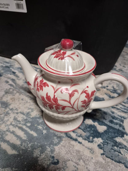 Andrea By Sadek Red/ White Tea Pot