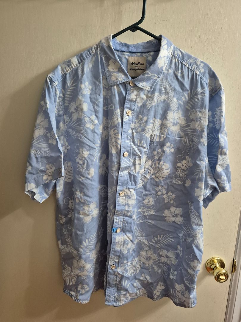 Blue Floral w/Mickey Disney Tommy Bahama Hawaiian Shirt, XXL