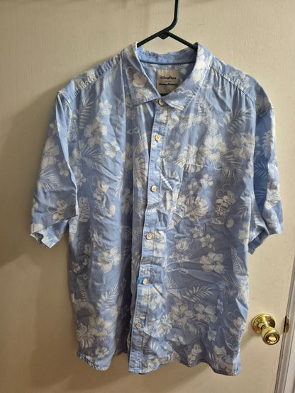 Blue Floral w/Mickey Disney Tommy Bahama Hawaiian Shirt, XXL