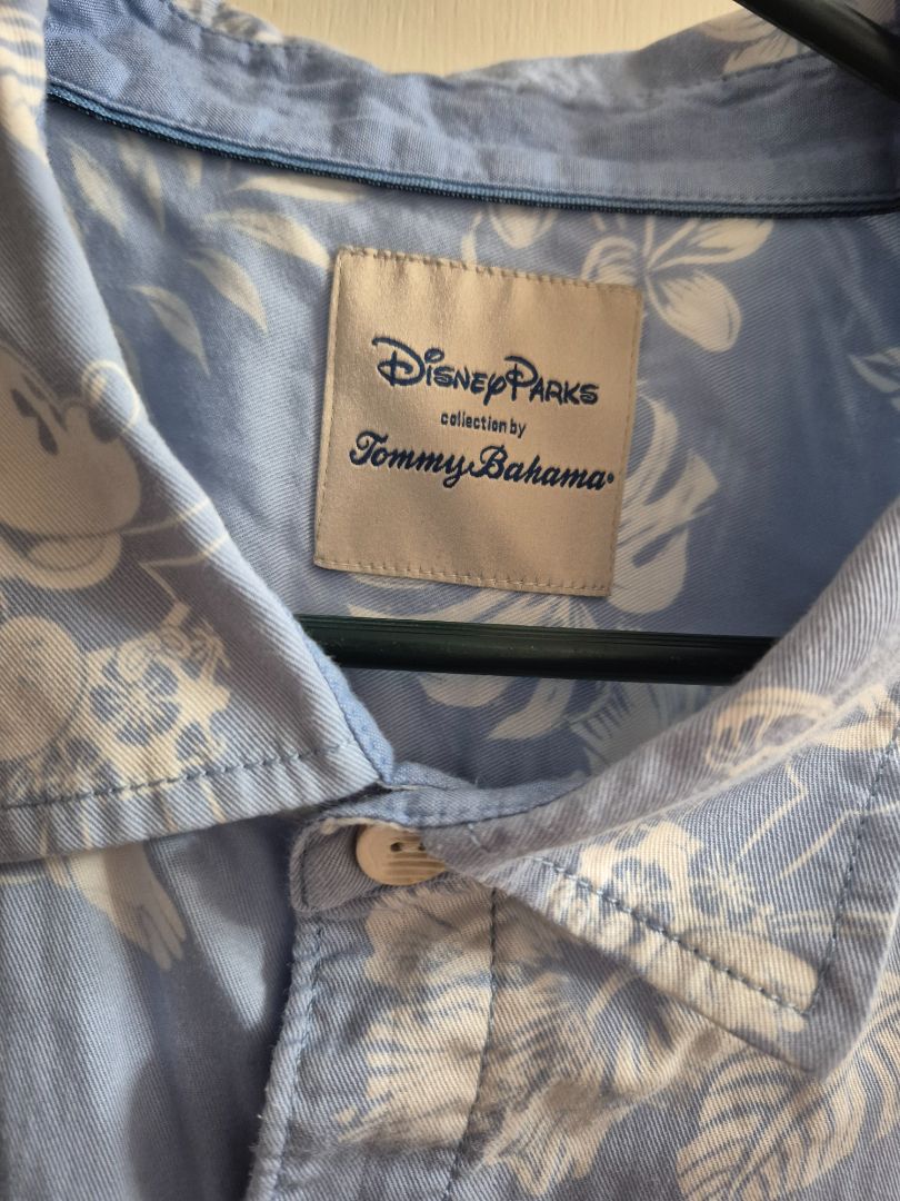 Blue Floral w/Mickey Disney Tommy Bahama Hawaiian Shirt, XXL