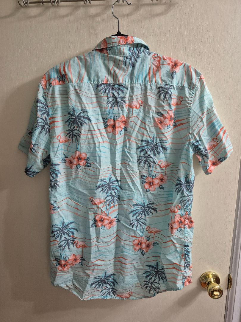 Blue Floral Bill A Bong Hawaiian Shirt, M
