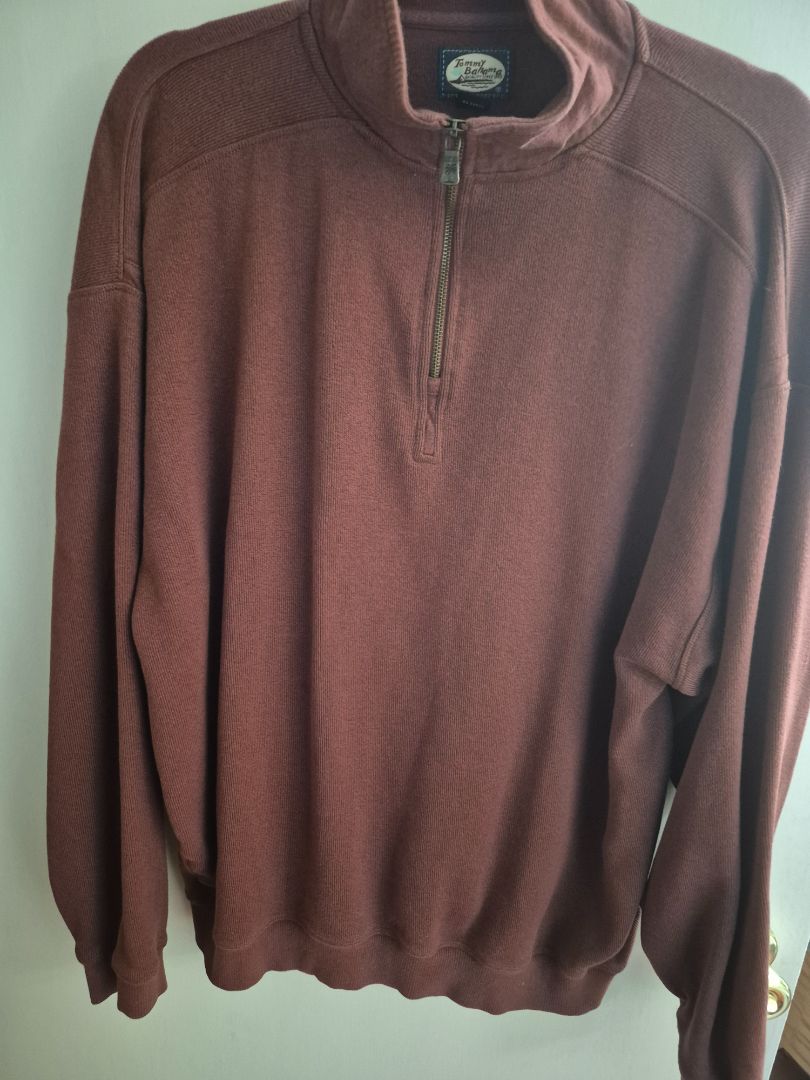 Brown Tommy Bahama 1/4 Zipper Pullover, XL