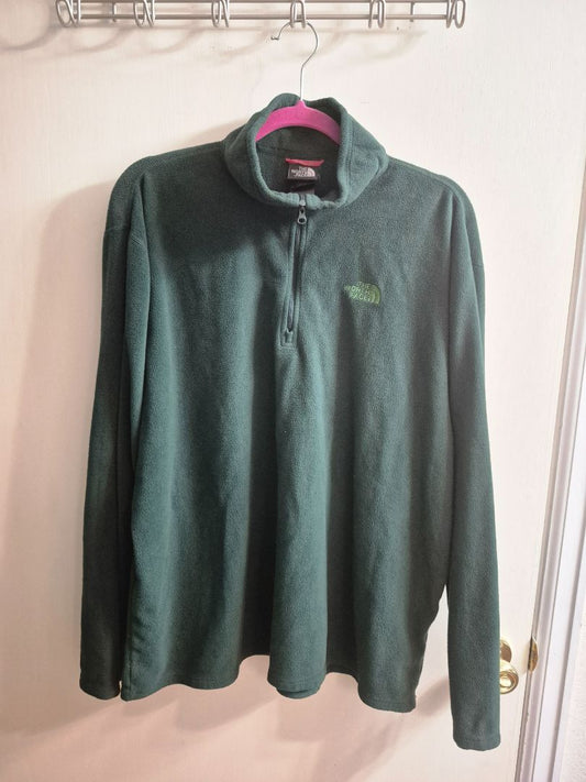 Green The North Face 1/2 Zipper Fleece Pullover, XL