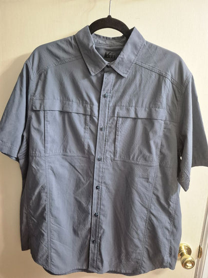 Cobalt REI Short Sleeve Button Shirt, L