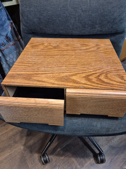 Faux Wood VHS VCR Storage Box, As Is, Holds 24 Tapes, 17" × 16" × 5"