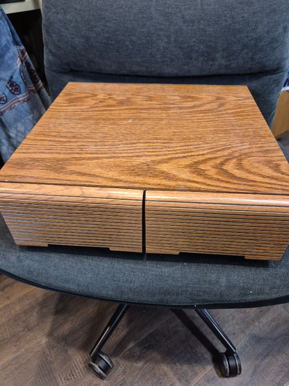 Faux Wood VHS VCR Storage Box, As Is, Holds 24 Tapes, 17" × 16" × 5"