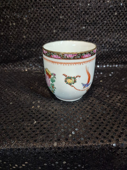 White w/Gold Trim  Hand Painted Mug, 3.5"