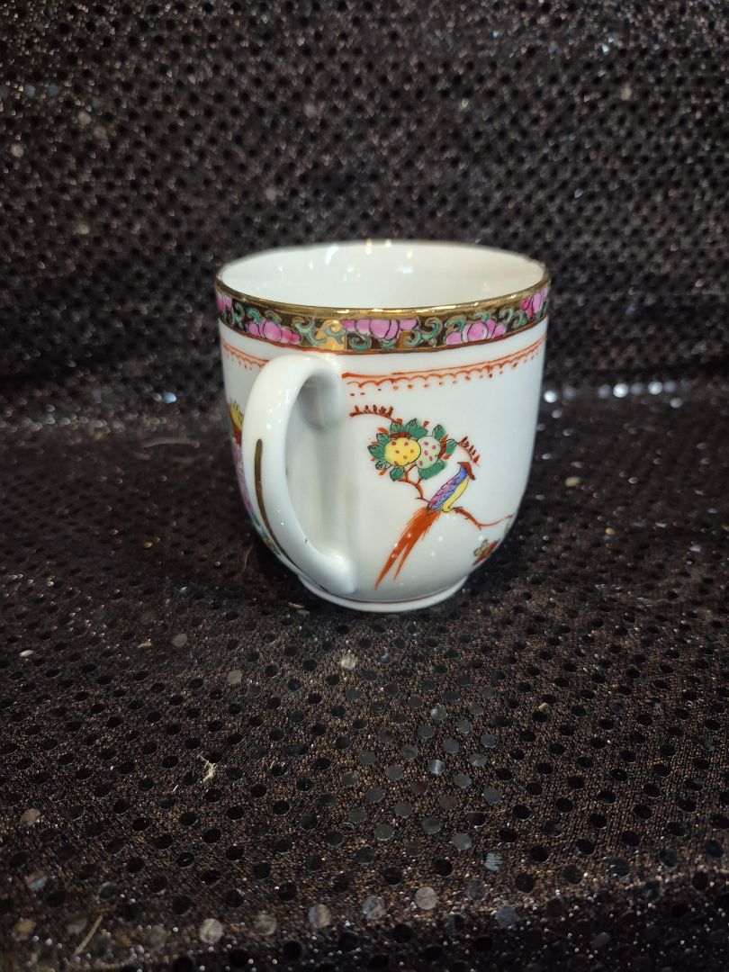 White w/Gold Trim  Hand Painted Mug, 3.5"