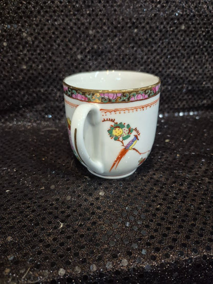 White w/Gold Trim  Hand Painted Mug, 3.5"