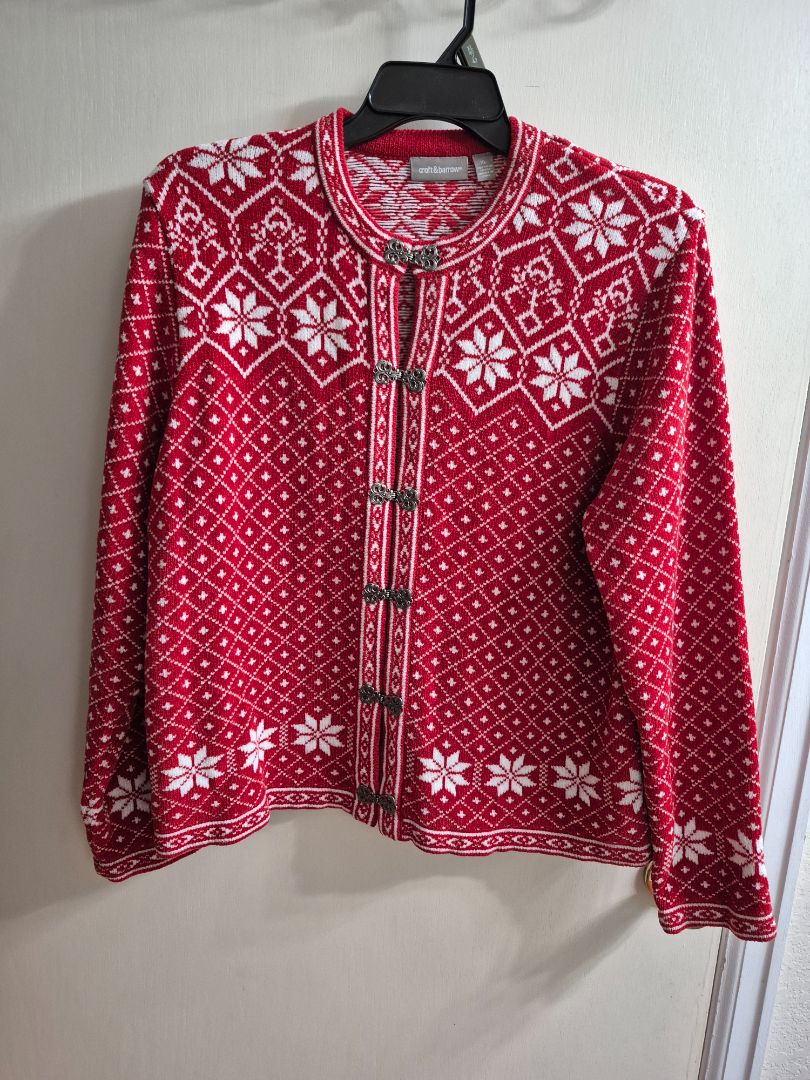 Red & White Croft & Barrow Cardigan, XL