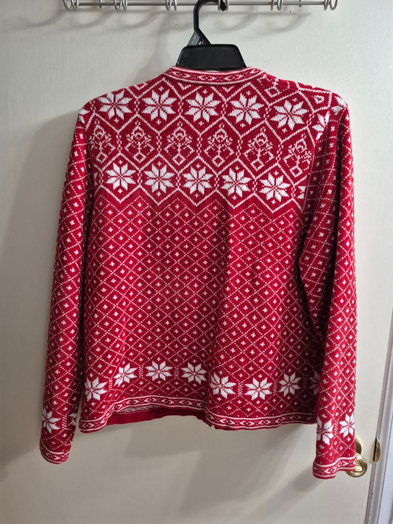 Red & White Croft & Barrow Cardigan, XL