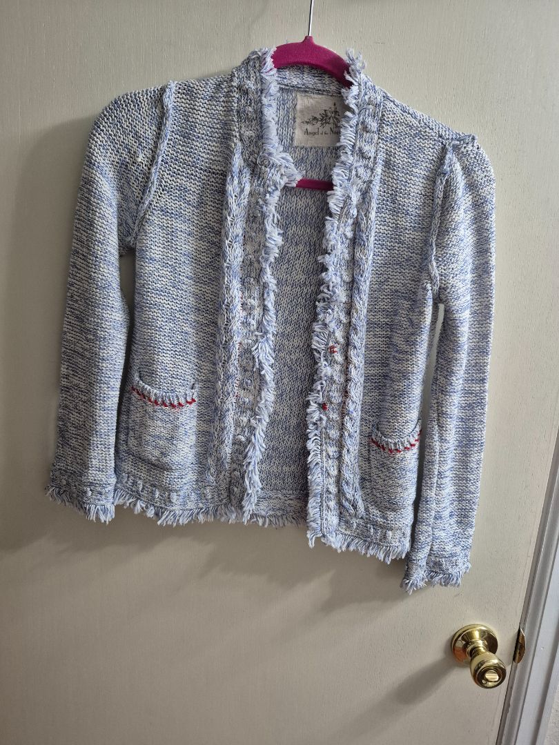White & Blue Angel of the North Knit Cardigan, S