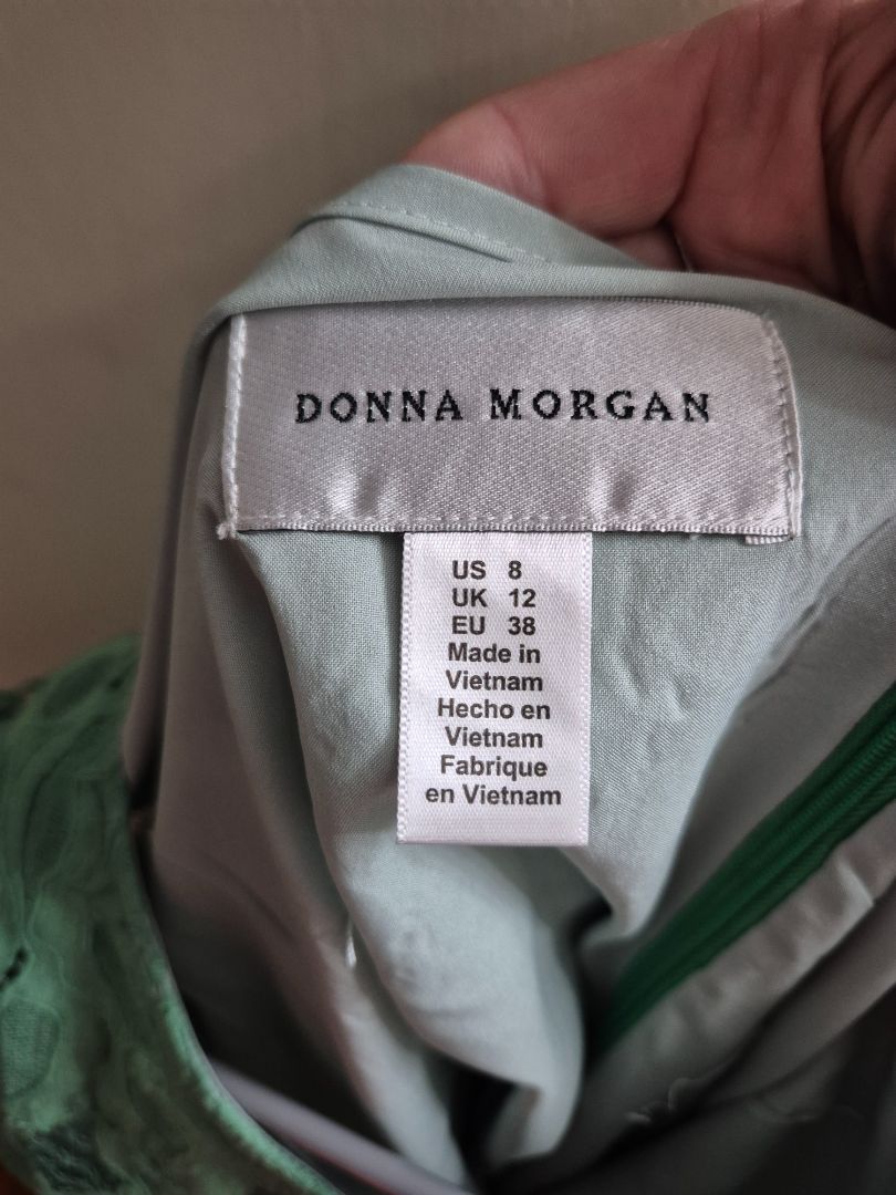 Mint Green Donna Morgan Long Sleeve Lace Dress, 8