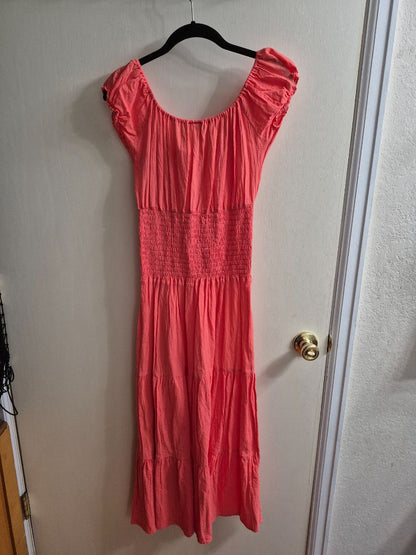 Coral Boston Proper Shorr Sleeve Maxi Dress, XLarge