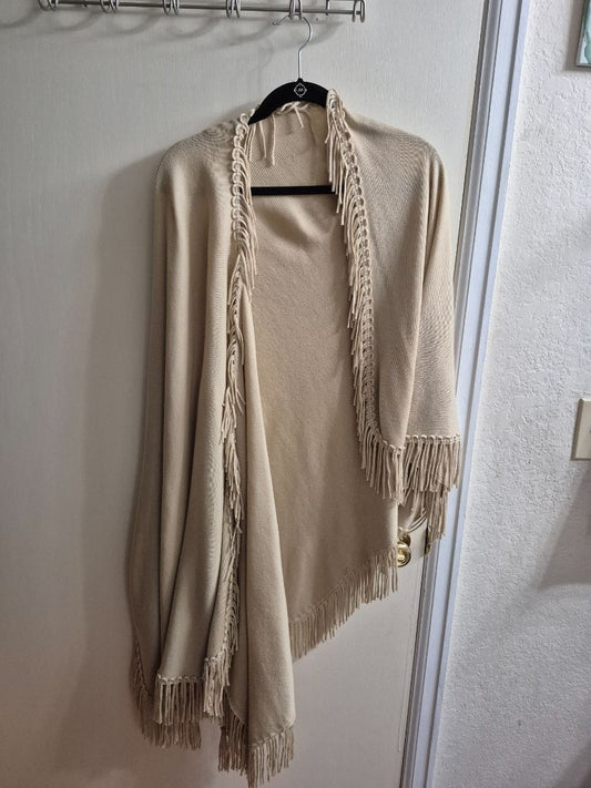 Beige  Fringed Knit Wrap