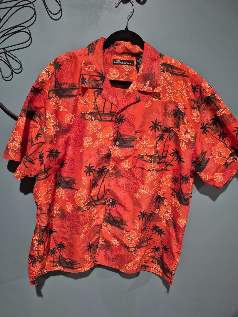 Orange No Boundaries Hawaiian Shirt, XL
