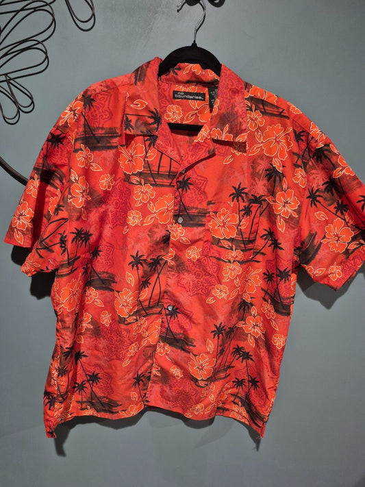 Orange No Boundaries Hawaiian Shirt, XL