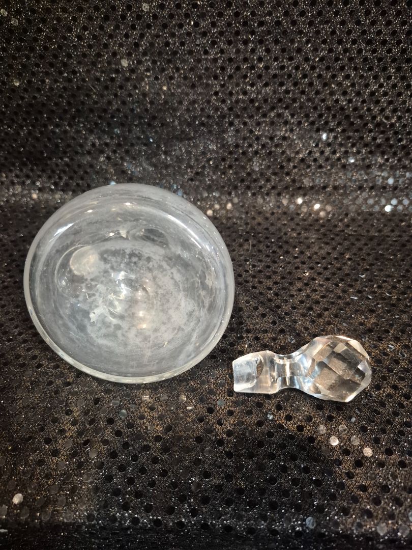 Vintage Crystal Cruet, As Is, Chipped Stopper, 5.5"