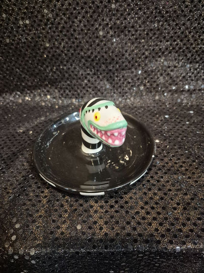 Black & White  Beetle Juice Sandworm Trinket Tray, 5" × 3"