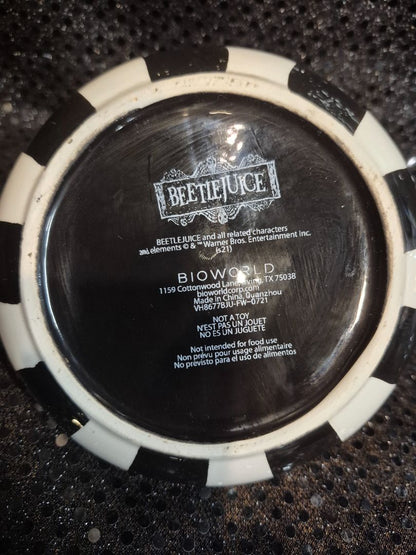 Black & White  Beetle Juice Sandworm Trinket Tray, 5" × 3"