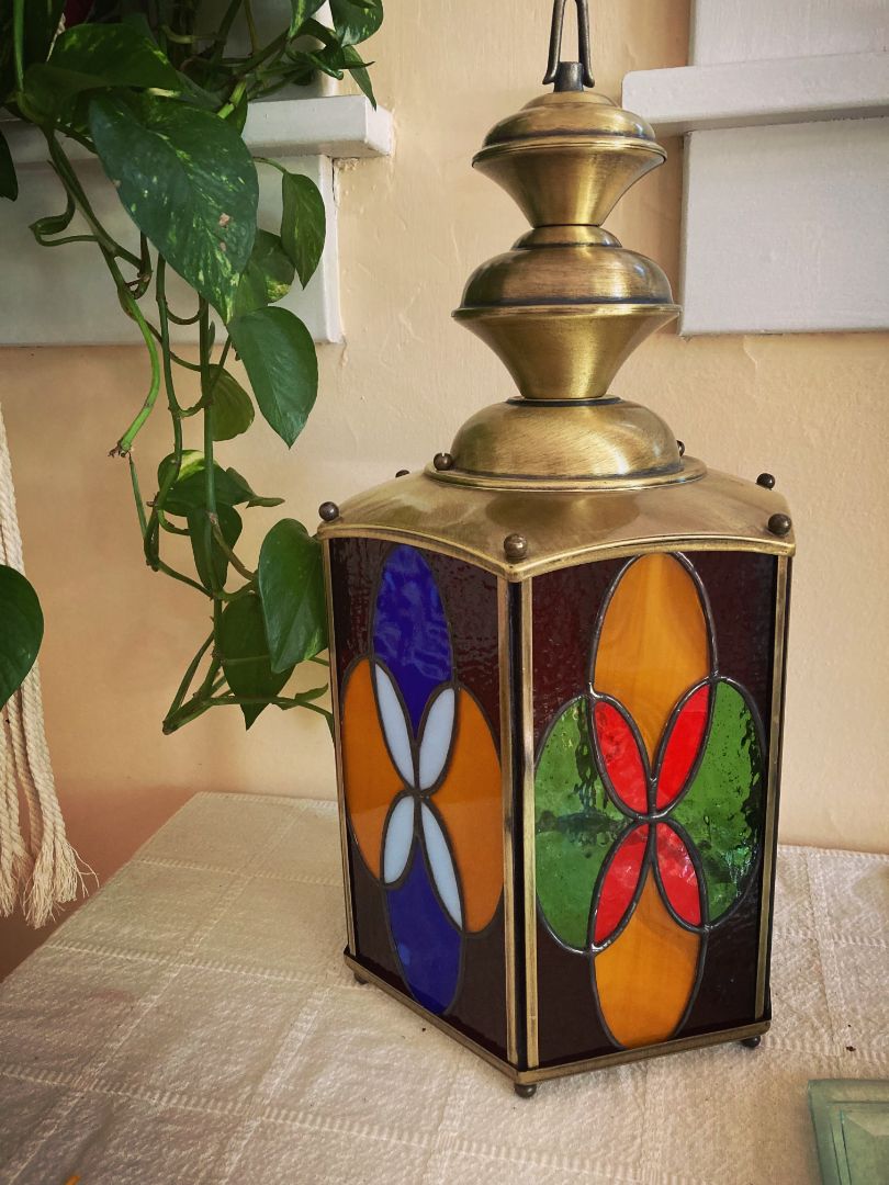 multi  Stained Glass Lamp Moroccan Swag Style