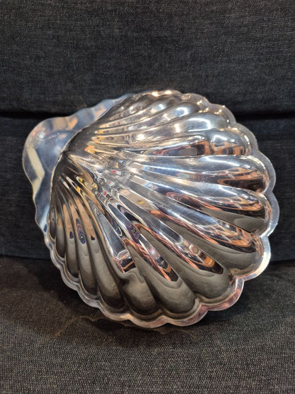 Shell Shaped Serving Tray, Silver Plated, 9.5" × 8"