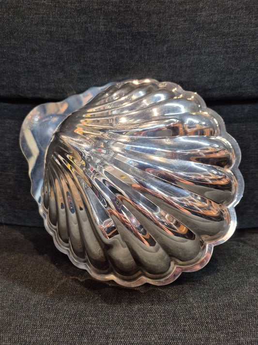 Shell Shaped Serving Tray, Silver Plated, 9.5" × 8"