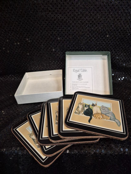 Royal Table "sitting pretty" Cork-backed 6 pc. coaster set