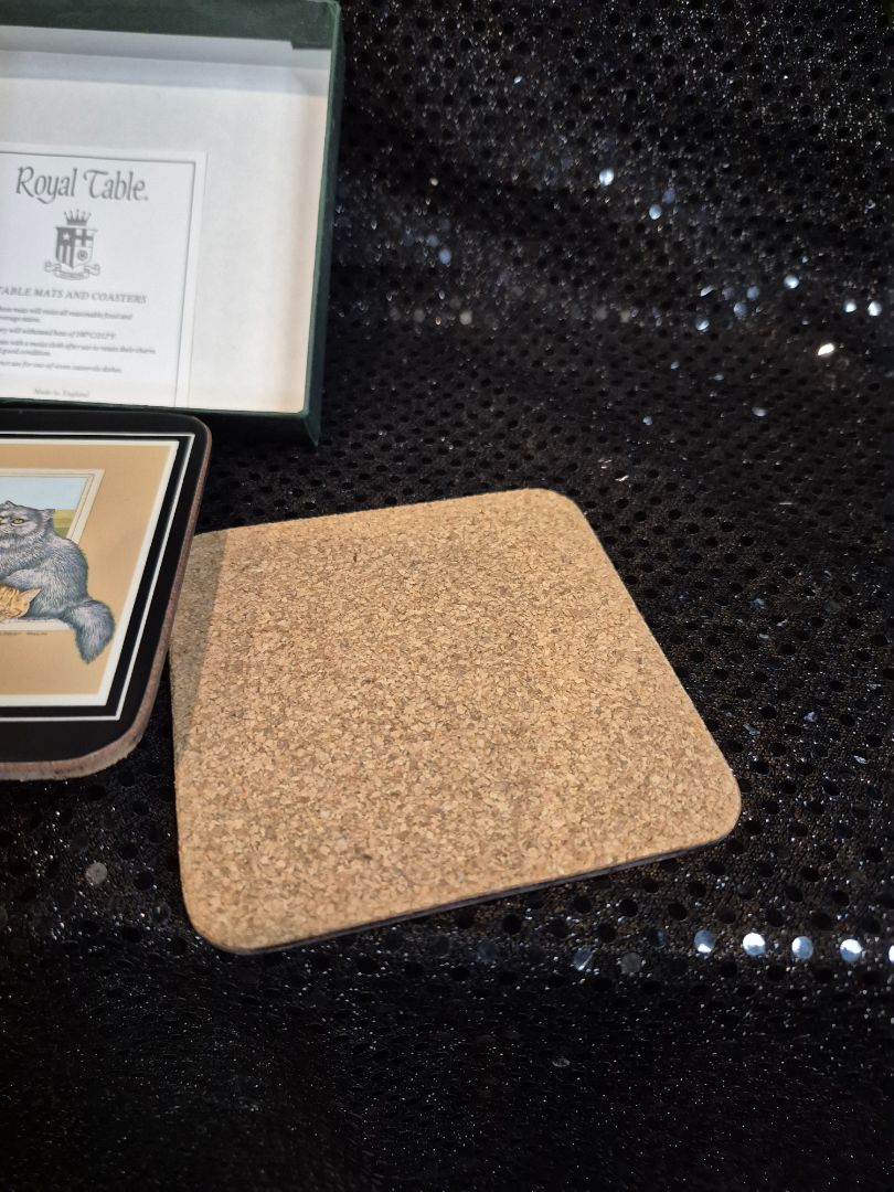 Royal Table "sitting pretty" Cork-backed 6 pc. coaster set