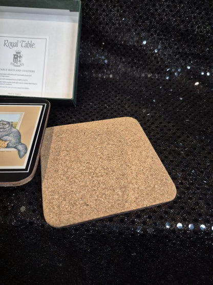 Royal Table "sitting pretty" Cork-backed 6 pc. coaster set