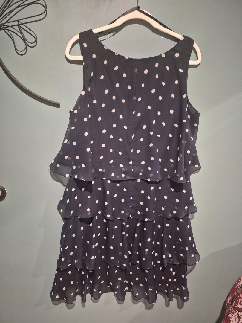 Black w/White Polka Dots S.L. Fashions Dress, 16