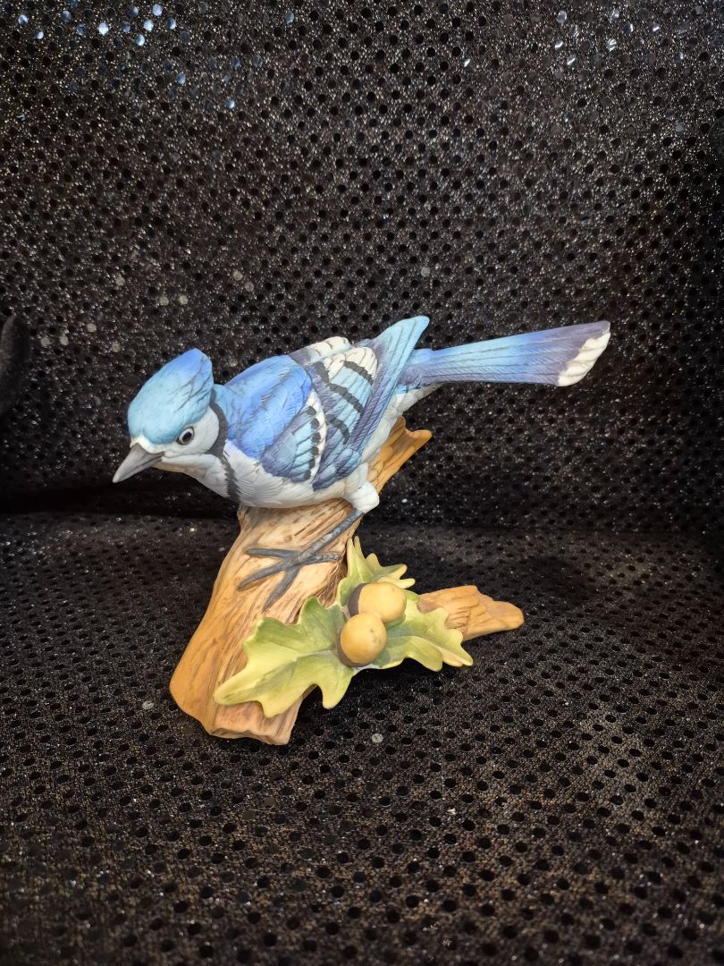 Andrea By Sadek Blue Jay Bird Porcelain Figurine
