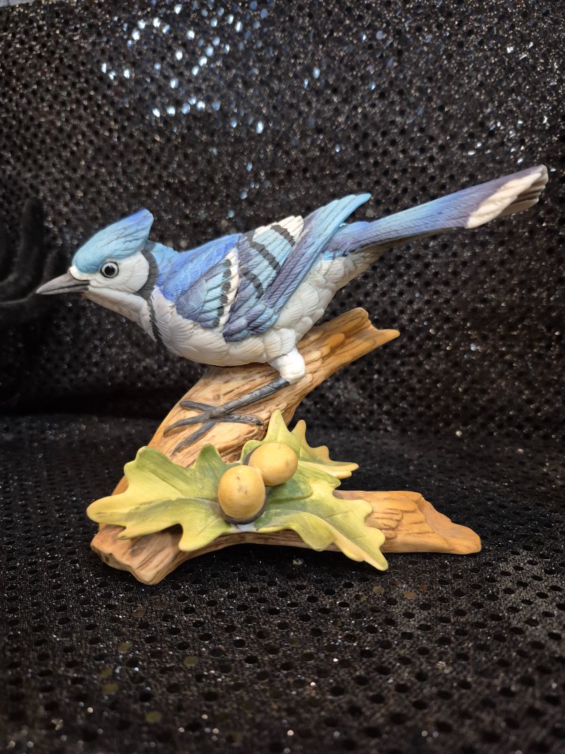 Andrea By Sadek Blue Jay Bird Porcelain Figurine