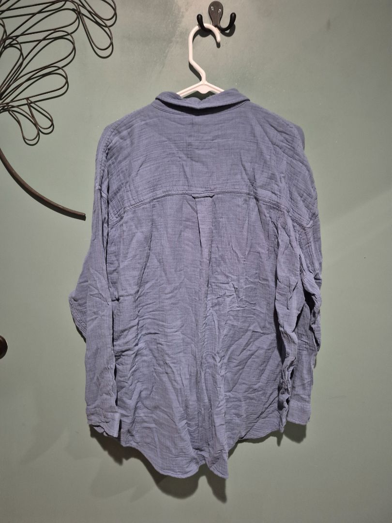 Blue Time and Tru Long Sleeve Button Cotton Shirt, XXL