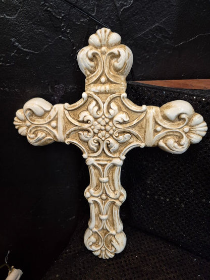 Beige  Cross Wall Hanging, 9.5" × 12.5"