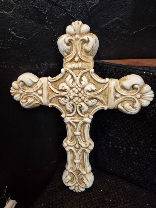 Beige  Cross Wall Hanging, 9.5" × 12.5"