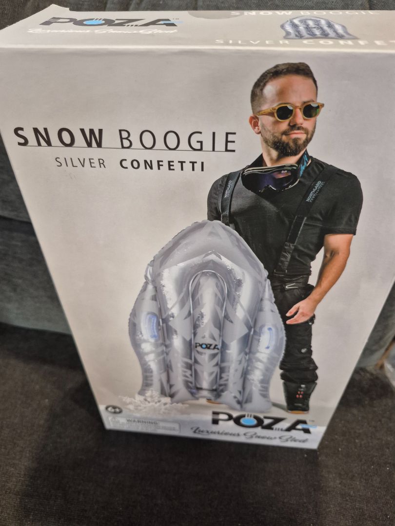 Snow Boogie Silver Confetti Poza Luxurious Snow Sled, 44" × 24" × 6"