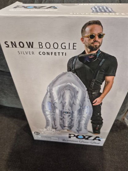 Snow Boogie Silver Confetti Poza Luxurious Snow Sled, 44" × 24" × 6"