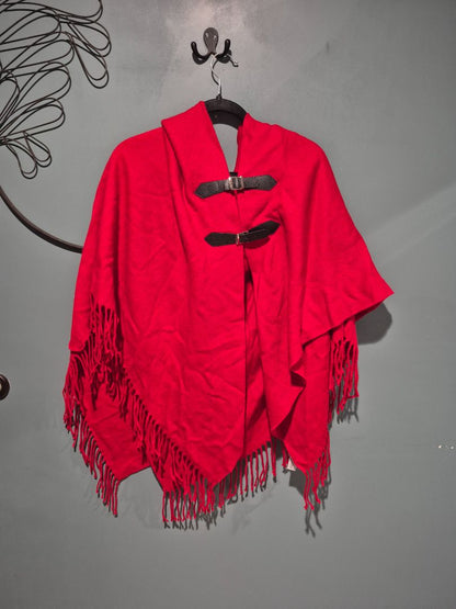 Red All Jazzed Up Knit Poncho