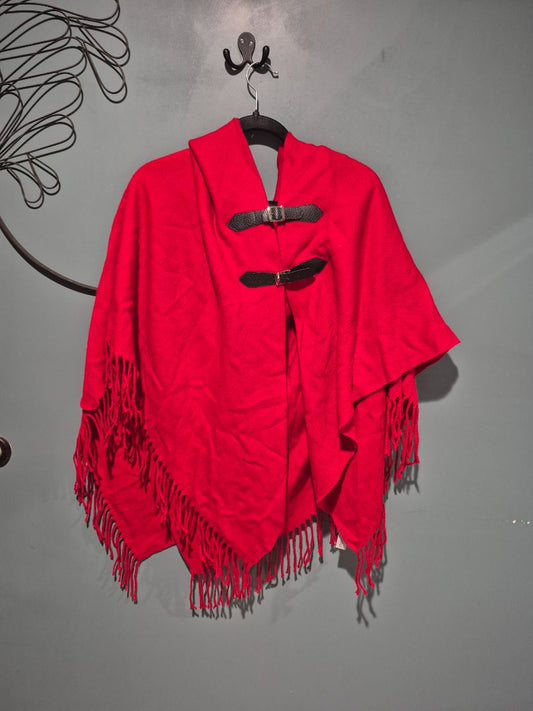 Red All Jazzed Up Knit Poncho