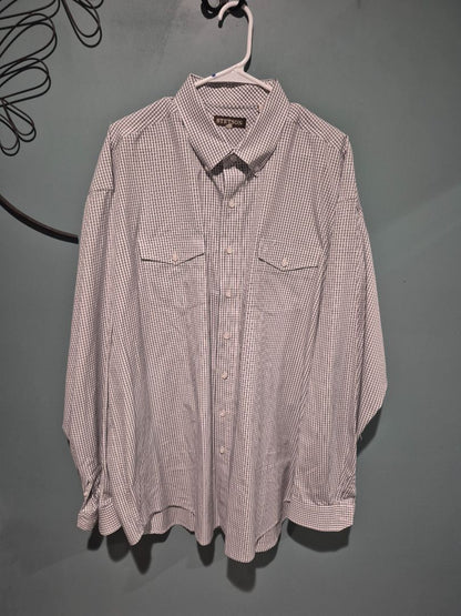 Black & White Plaid Stetson Long Sleeve Button Shirt, 3XL