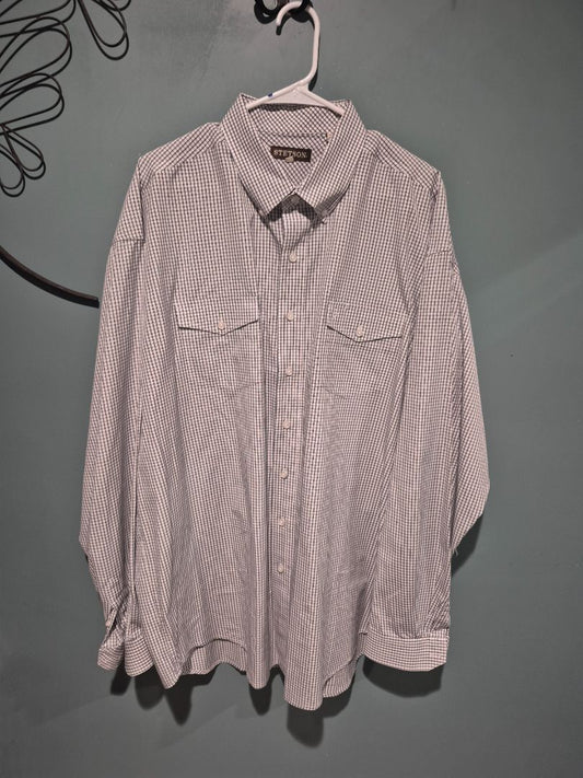 Black & White Plaid Stetson Long Sleeve Button Shirt, 3XL