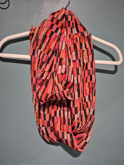 Red & Black Calvin Klein Infinity Scarf