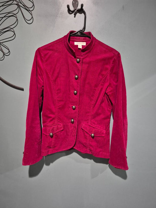 Burgandy Coldwater Creek Button up Cordurory Blazer Jacket, 4