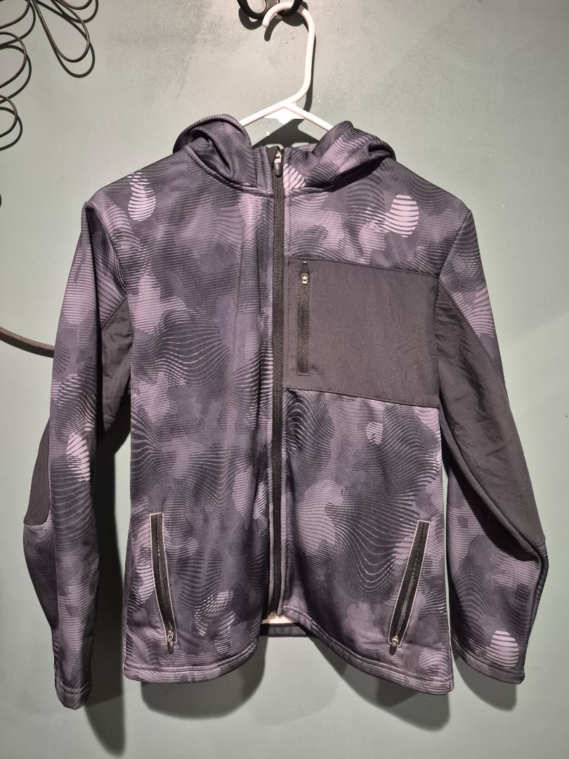 Black/Grey Tek Gear Linear Camo Performance Fleece Jacket, L Huskey
