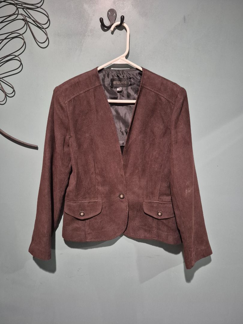 Brown Studio I Faux Suede Blazer, 8