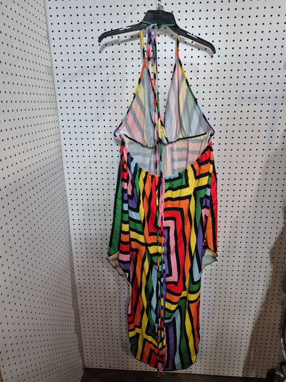Bright Multi Geo Design Shein Strapless Dress, 4XL